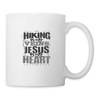 Cadeaux de randonneurs La randonnée est dans mes veines Jésus est dans mes veines - Mug blanc - blanc - Droite