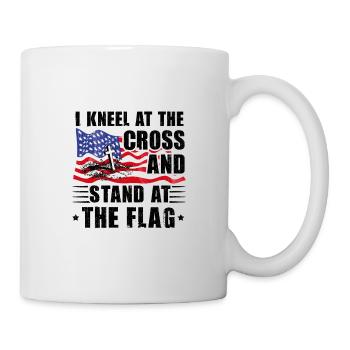 Patriotic Christian Kneel at Crass Stand At Flag - Mug - white - Right