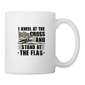 Patriotic Christian Kneel at Crass Stand At Flag - Mug - white - Right
