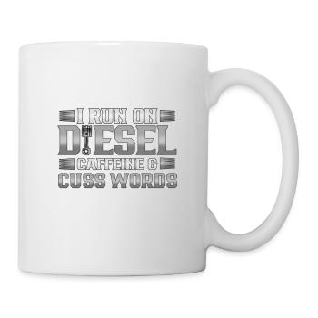 Truck Driver Geschenklauf auf Deisel Coffein Cuss - Tasse - Weiß - Rechts