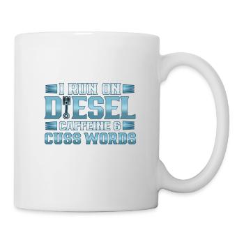 Chauffeur de camion courir sur Deisel Caféine Cuss Mots - Mug blanc - blanc - Droite