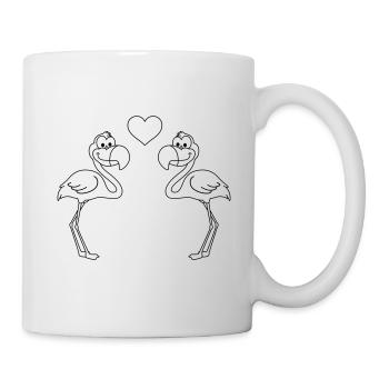 Flamingo Comic Couple amour - Mug blanc - blanc - Droite