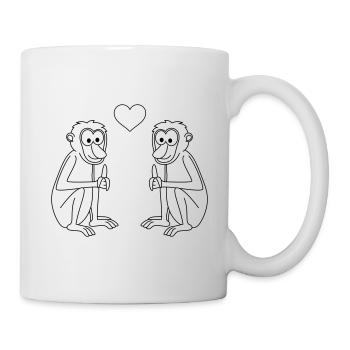 Affe comic Paar liebe - Tasse - Weiß - Rechts