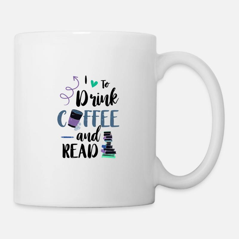 Liebe Kaffee trinken und Bücher lesen Kaffee - Tasse - Weiß