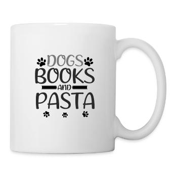 Hund Liebhaber Geschenke Hunde Bücher und Pasta Esser Geschenk - Tasse - Weiß - Rechts
