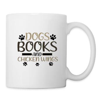 Buch Lover Geschenke Hunde Bücher und Hühnerflügel - Tasse - Weiß - Rechts