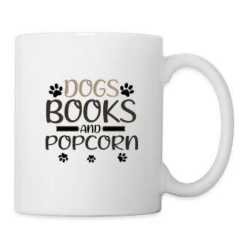 Dogs Books and Popcorn Fun Dog Lover Gift Idea - Mug - white - Right