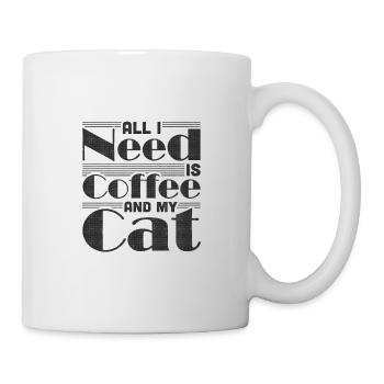 Coffee Drinking Cat Lover Gift All I Need is - Mug - white - Right