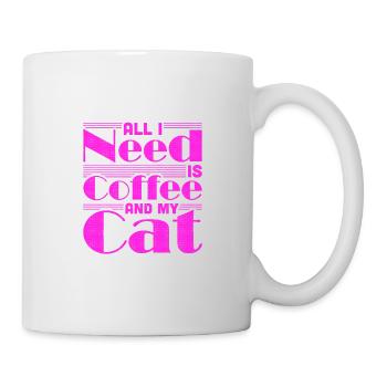 Coffee Drinking Cat Lover Gifts All I Need is - Mug - white - Right