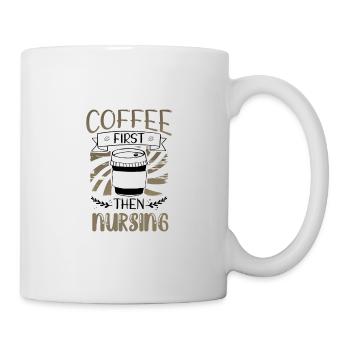 Cadeaux d’infirmière Café d’abord, puis Cadeaux d’allaitement - Mug blanc - blanc - Droite