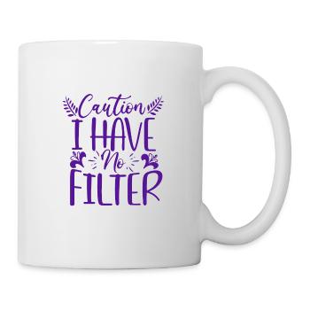 Cadeau sarcastique Attention je n’ai pas de filtre Sarcasme - Mug blanc - blanc - Droite