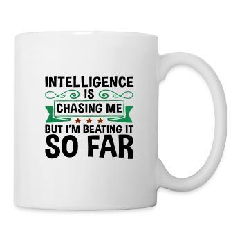 Intelligence sarcastique me poursuivant en le battant si bien - Mug blanc - blanc - Droite