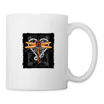 Steampunk Dragonfly Vintage Gears Goth Geschenk - Tasse - Weiß - Rechts