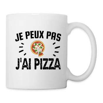 je peux pas j'ai pizza - Mug blanc - blanc - Droite