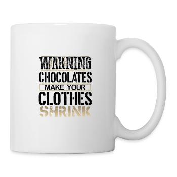 Schokoholische Geschenke Warnung Pralinen machen Kleidung - Tasse - Weiß - Rechts