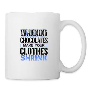 Schokoholische Geschenke Warnung Pralinen machen Kleidung - Tasse - Weiß - Rechts