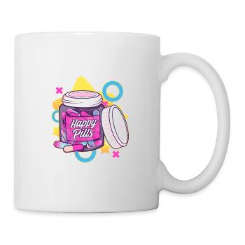 Bunte und lustige glückliche Pillen Sarkasmus Humor Geschenk - Tasse - Weiß - Rechts