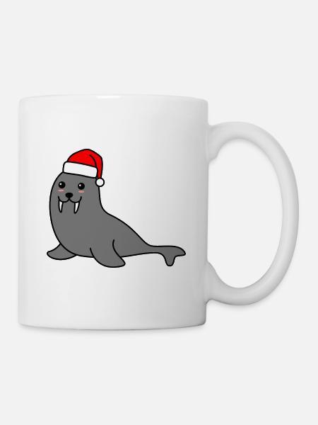 Robbe Weihnachten Comic Xmas - Tasse - Weiß