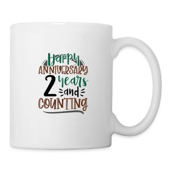Herzlichen Glückwunsch zum 2. Jubiläum 2 Jahre und 2. - Tasse - Weiß - Rechts