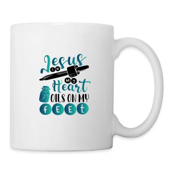 Christian Gifts Jesus In Heart Oils on Feet - Mug - white - Right