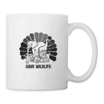 Save Wildlife Geschenke Vintage Wild Animals Go Green - Tasse - Weiß - Rechts