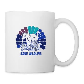Save Wildlife Geschenke Vintage Wild Animals Go Green - Tasse - Weiß - Rechts