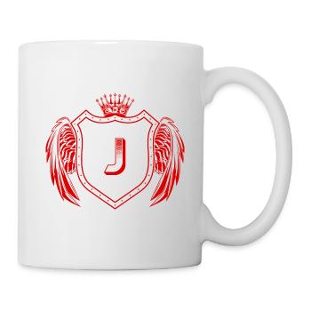 J Buchstabe Wappen - Tasse - Weiß - Rechts