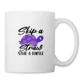 Meeresschutz Geschenk Überspringen Sie einen Strohhalm Save a - Tasse - Weiß - Rechts