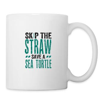 Meeresschutzgeschenk Überspringen Sie einen Strohhalm Retten Sie ein Meer - Tasse - Weiß - Rechts