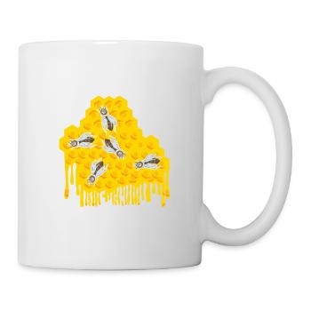 Des abeilles dans un cadeau d’apiculteur en nid d’abeille dégoulinant - Mug blanc - blanc - Droite