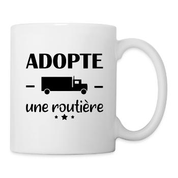 Adopte une routière, idée cadeau camionneuse - Mug blanc - blanc - Droite