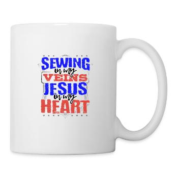 Näherin Geschenk Nähen ist in Meinen Adern Jesus ist in - Tasse - Weiß - Rechts