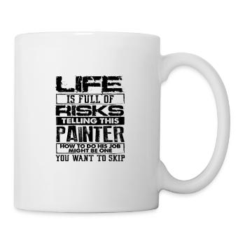 Peindre Cadeaux Vie Pleine de Risques Sauter Dire - Mug blanc - blanc - Droite