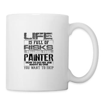 Malen Geschenkidee Leben voller Risiken Überspringen - Tasse - Weiß - Rechts