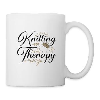 Stricken ist meine Therapie Spaß Stricken Geschenkideen - Tasse - Weiß - Rechts