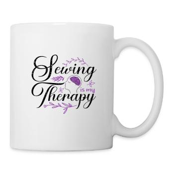 Näherin Geschenk Nähen ist meine Therapie Quilterin Geschenke - Tasse - Weiß - Rechts