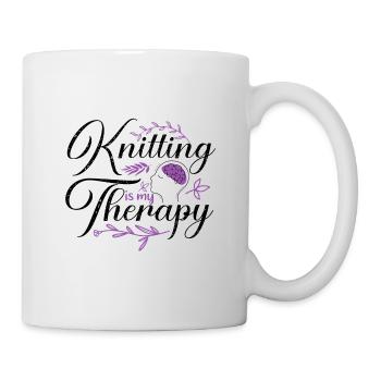 Stricken ist meine Therapie Spaß Stricken Geschenke - Tasse - Weiß - Rechts