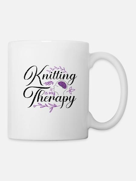 Stricken ist meine Therapie Spaß Stricken Geschenke - Tasse - Weiß