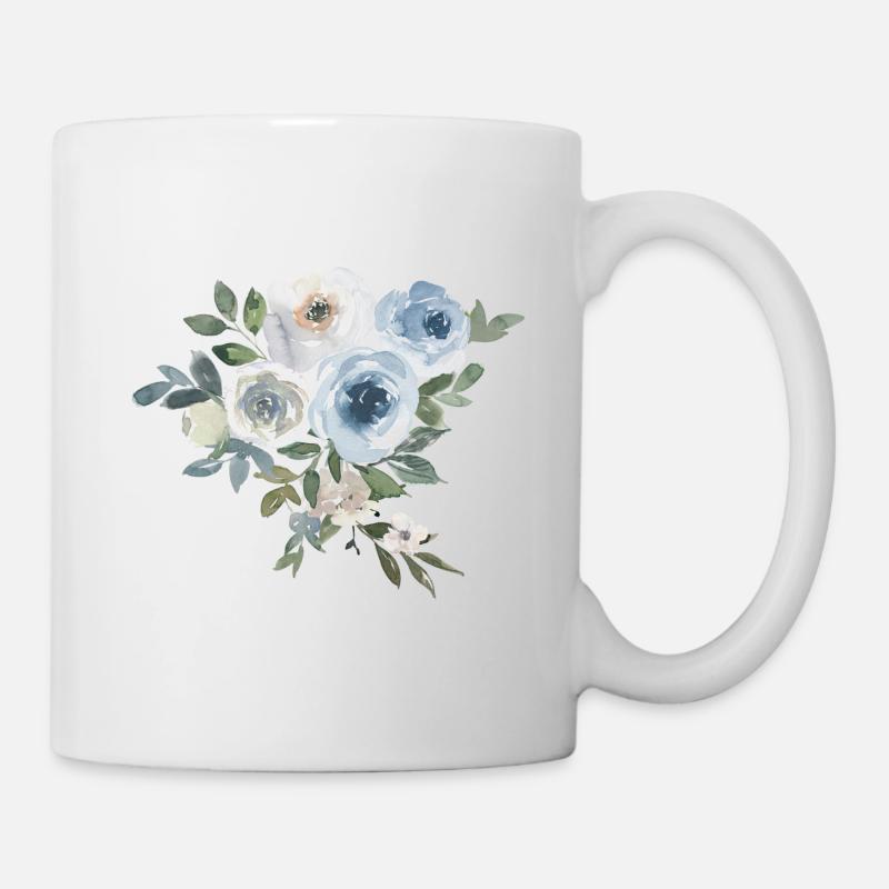Fleurs Rose Aquarelle Aquarelle - Mug blanc - blanc