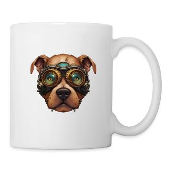 Steampunk Pitbull Dog in Clockwork Glassess - Mug - white - Right