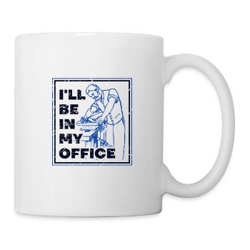 Cadeau de menuisier Je serai dans mon bureau Charpentier - Mug blanc - blanc - Droite