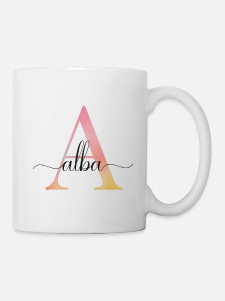 Un | Monogramme | Nom | Alba |Aquarelle - Mug blanc - blanc