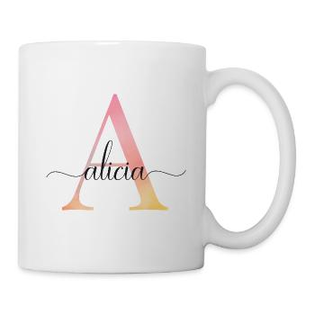 A | Monogram | Name | Alicia |Watercolor - Mug - white - Right