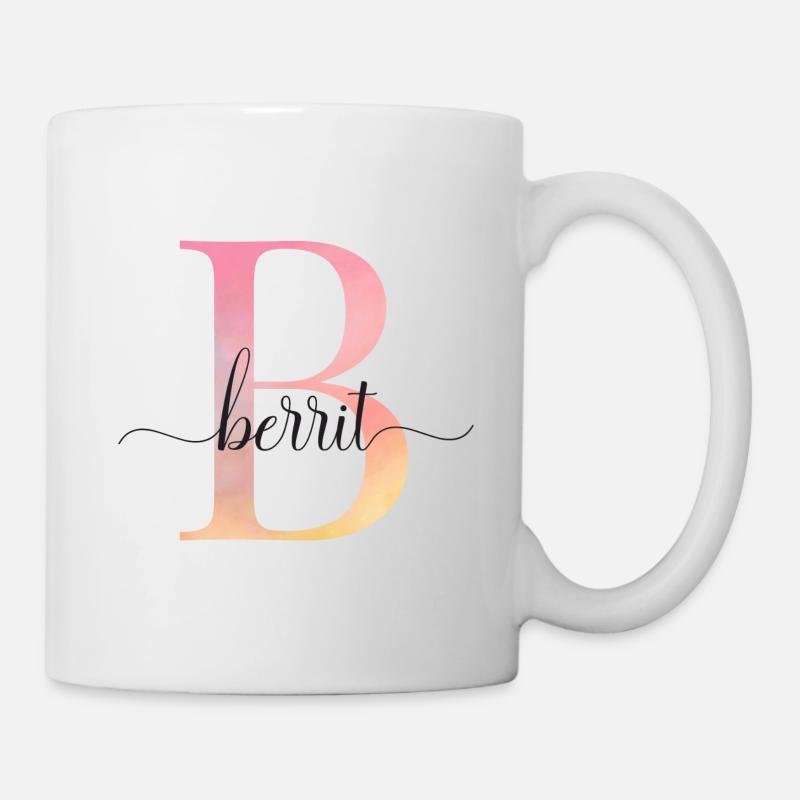 B | Monogramme | Nom | BerritAquarelle - Mug blanc - blanc