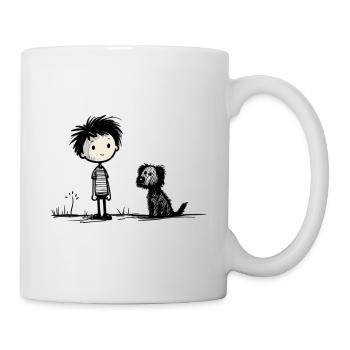 Garçon avec chien - Mug blanc - blanc - Droite
