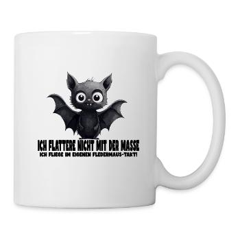 Lustiges Fledermaus Design mit Spruch - Tasse - Weiß - Rechts
