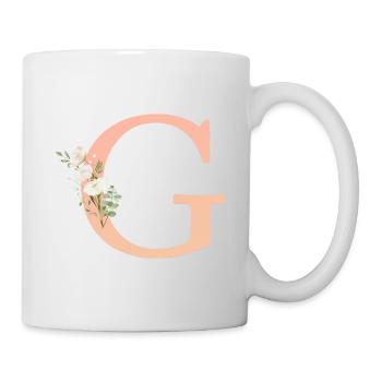 G Monogramm, minimal, pastel, Blumen - Tasse - Weiß - Rechts