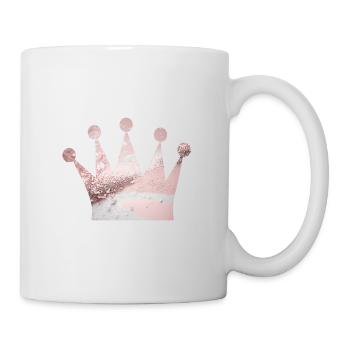 Königin/König Krone Rosa Glitter personalisierbar - Tasse - Weiß - Rechts