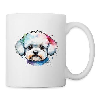 Chien bichon frisé mignon coloré à l’aquarelle - Mug blanc - blanc - Droite