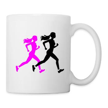 Running Marathon Woman Silhouette - Mug - white - Right